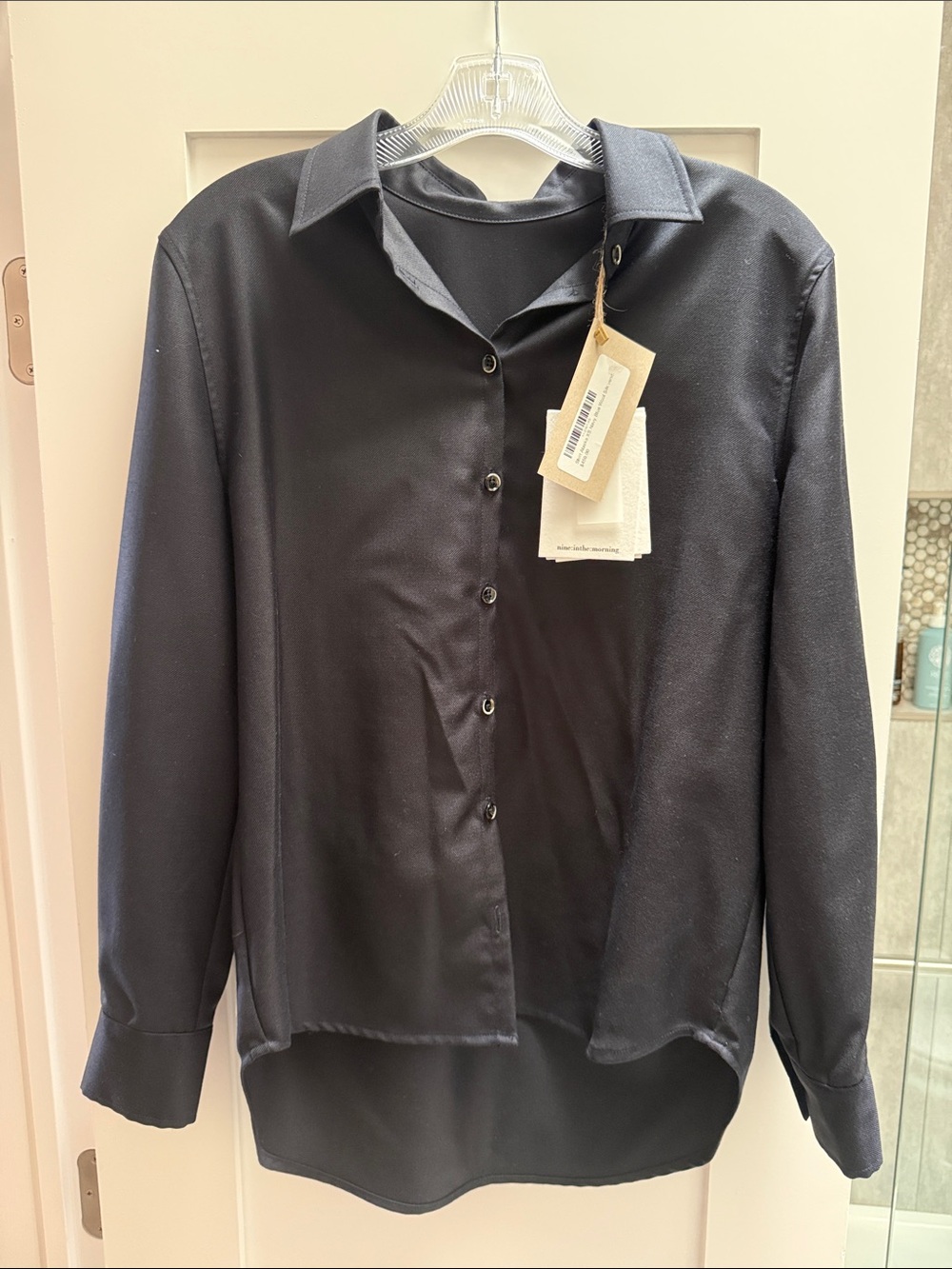 Women’s Long-Sleeve Nine:inthe:morning XS Alaska Navy Blue wool/silk Shirt